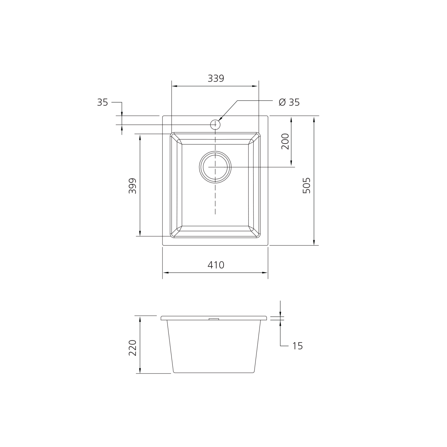 NOTE: Each sink may vary +/- 2% in size from stated
dimensions.