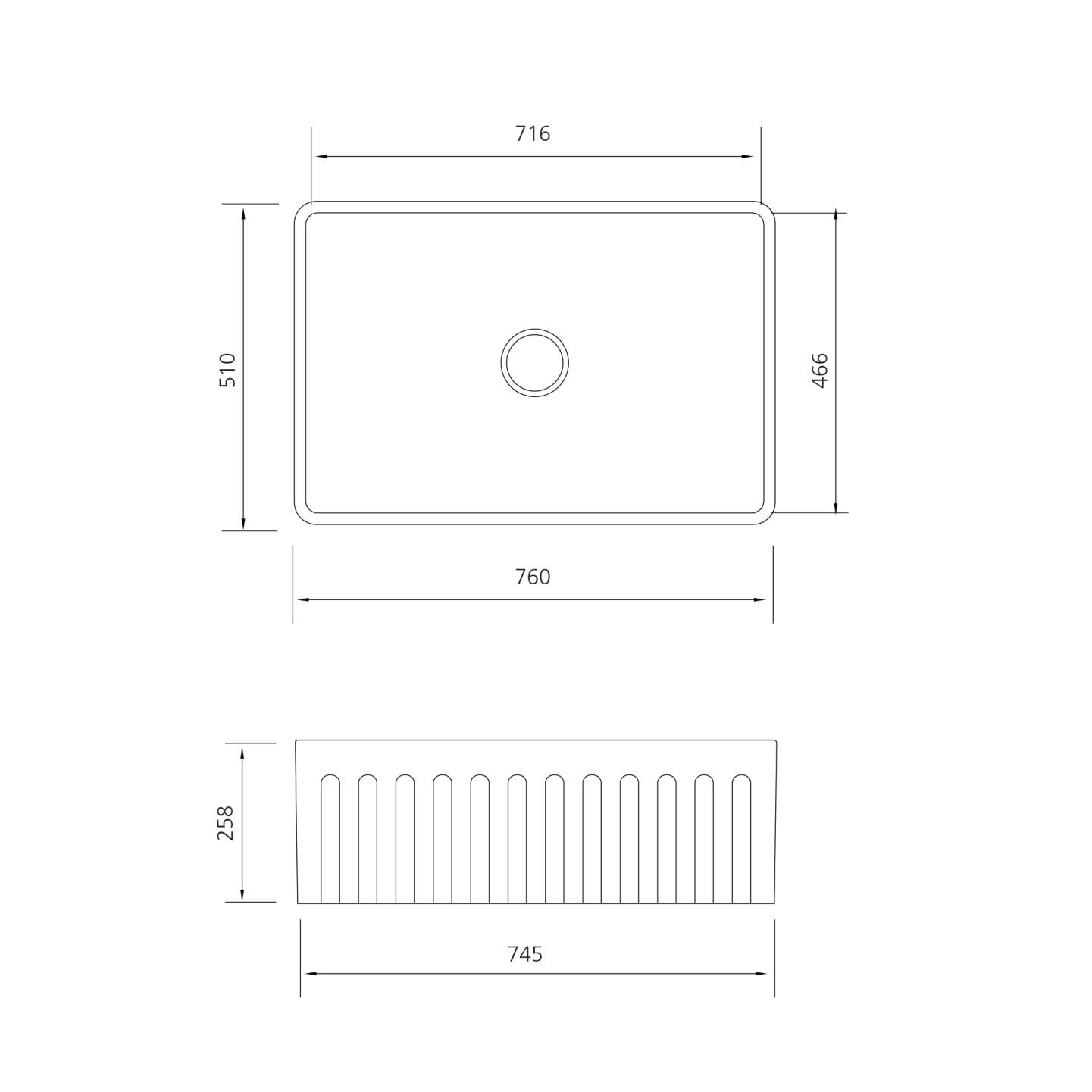 NOTE: Each sink may vary +/- 2% in size from stated
dimensions.