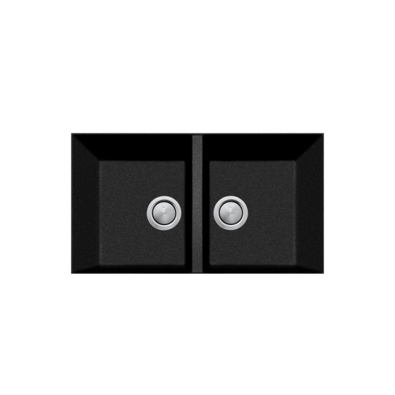 Santorini Black Piccolo Double Bowl Undermount Sink